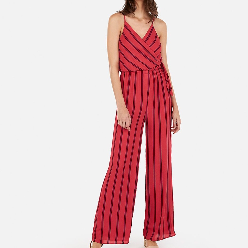 Express Striped Tie Front Jump Suit XS